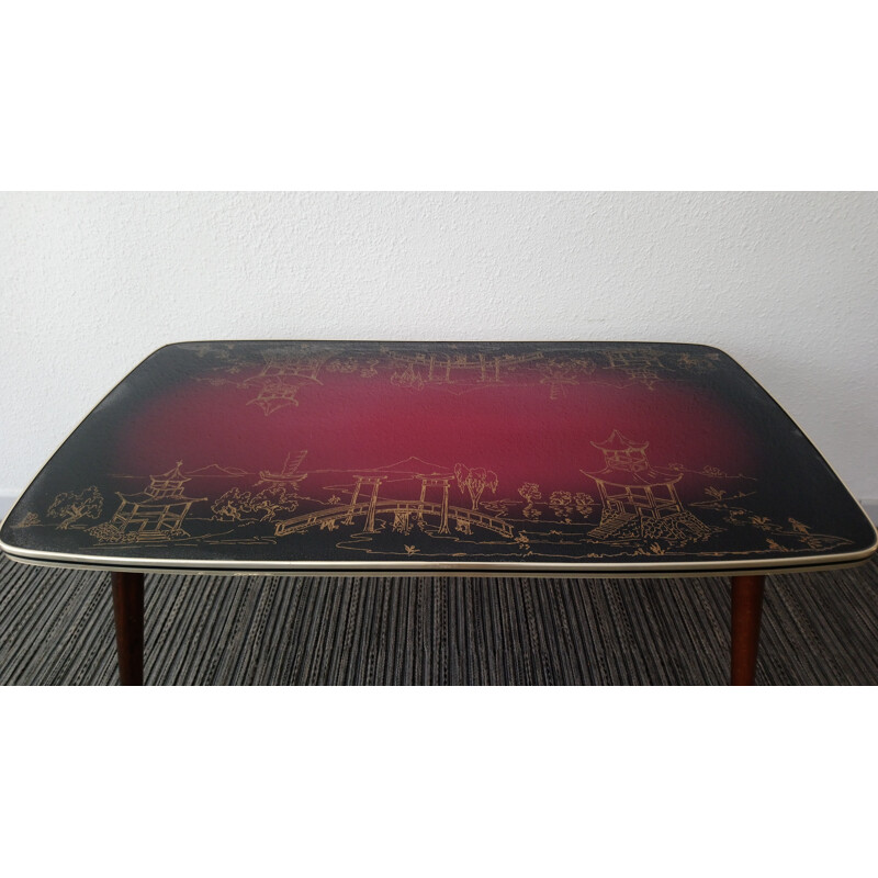 Vintage coffee table with glass top - 1950s