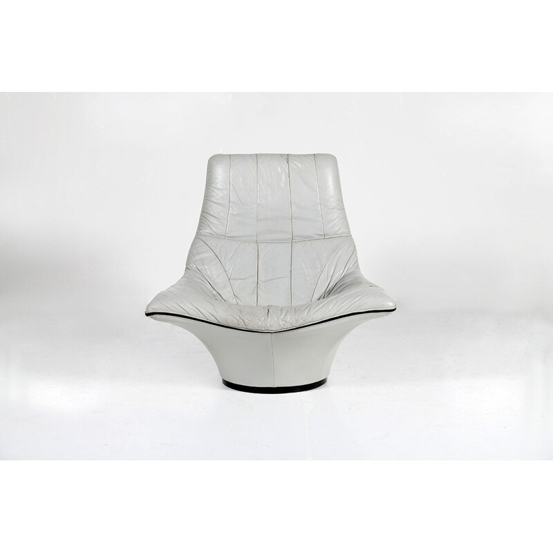 Sillón de cuero gris - 1970