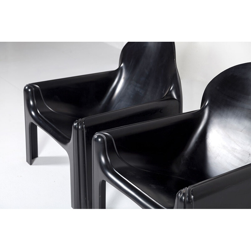 Set of 2 Vintage Black "Model 4794" Lounge Chairs by Gae Aulenti for Kartell - 1970s