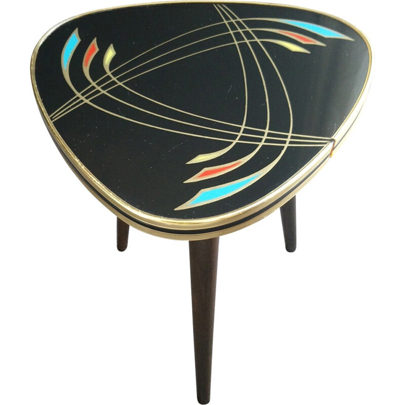 Tripod plant pedestal table in black glass - 1960s