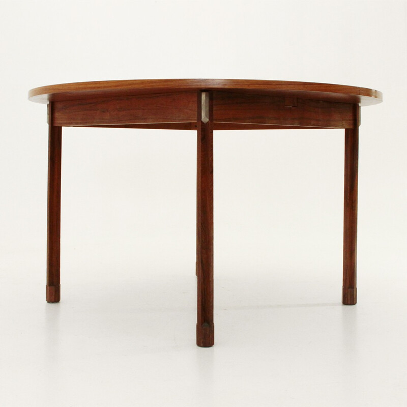 Round Wood & Aluminum Table by Georges Coslin for 3V Arredamenti - 1960s