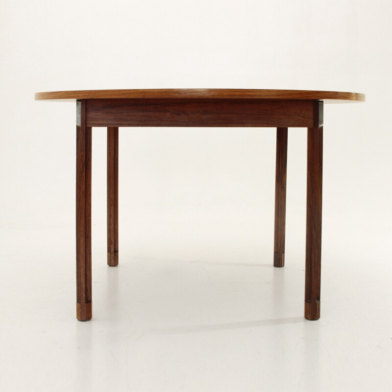 Round Wood & Aluminum Table by Georges Coslin for 3V Arredamenti - 1960s