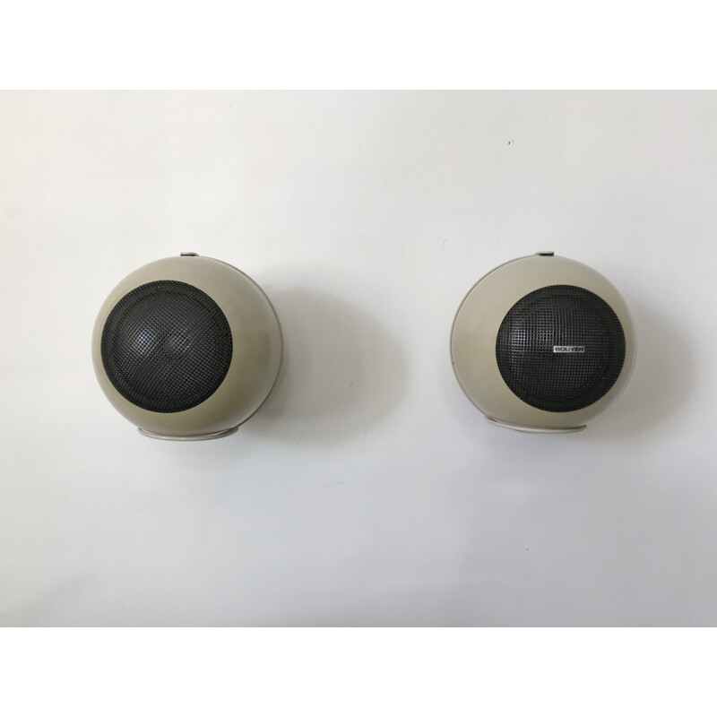 Pair of vintage spherical wall speakers by Bouyer, 1970