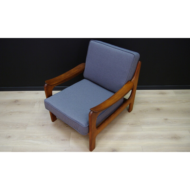 Fauteuil vintage danois en tissu gris - 1960