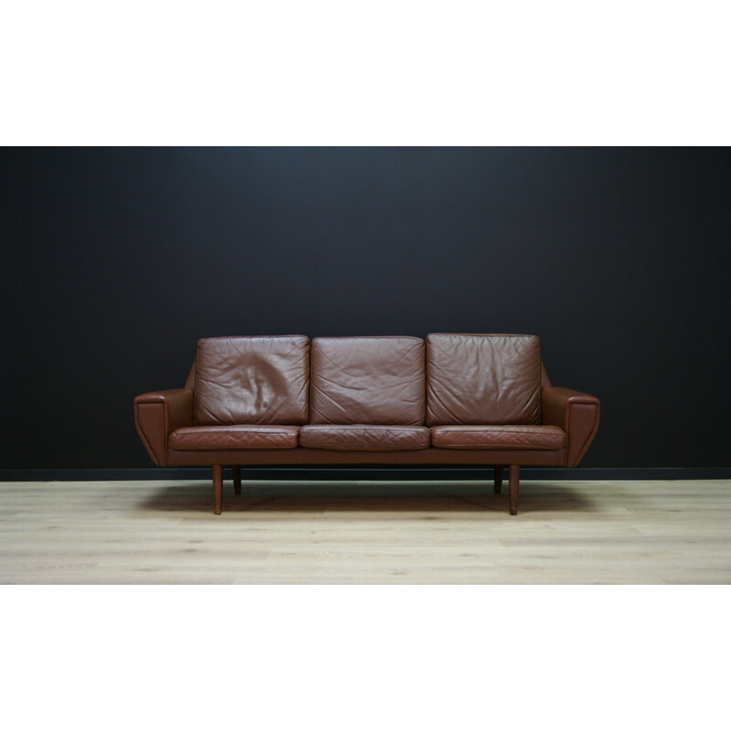 Vintage Danish 3-seater sofa in leather - 1960s