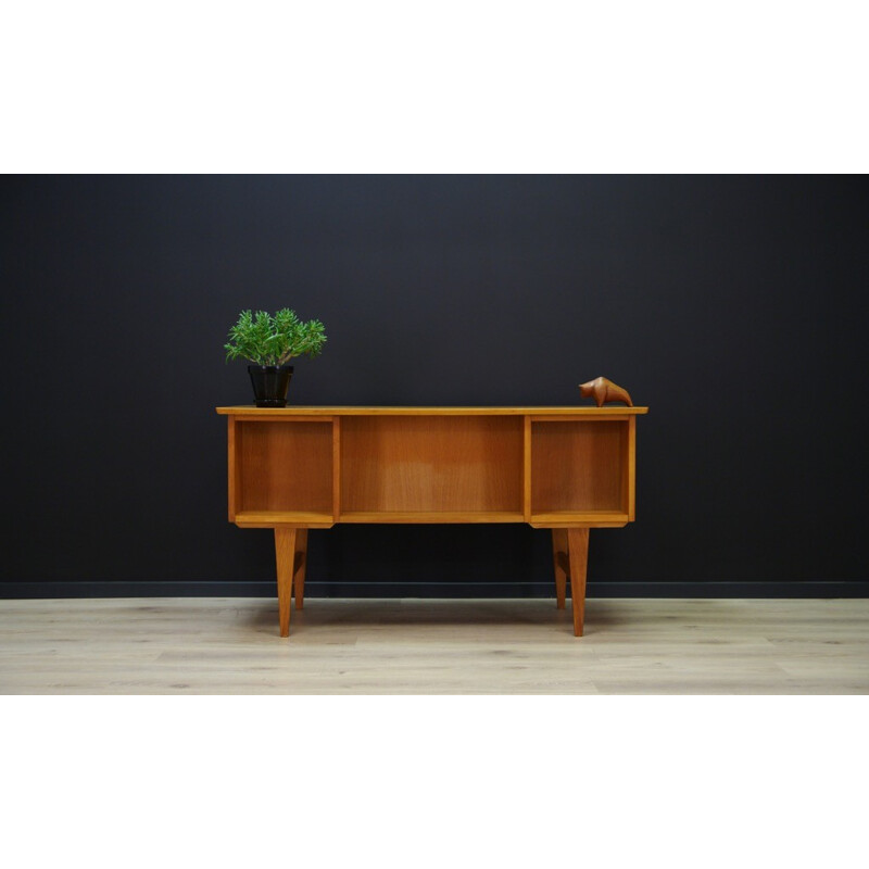 Vintage writing desk in ashwood with 6 drawers - 1960s