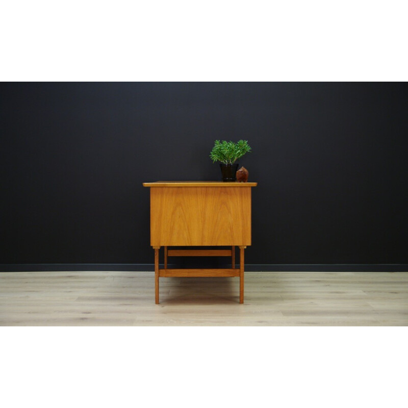 Vintage writing desk in ashwood with 6 drawers - 1960s