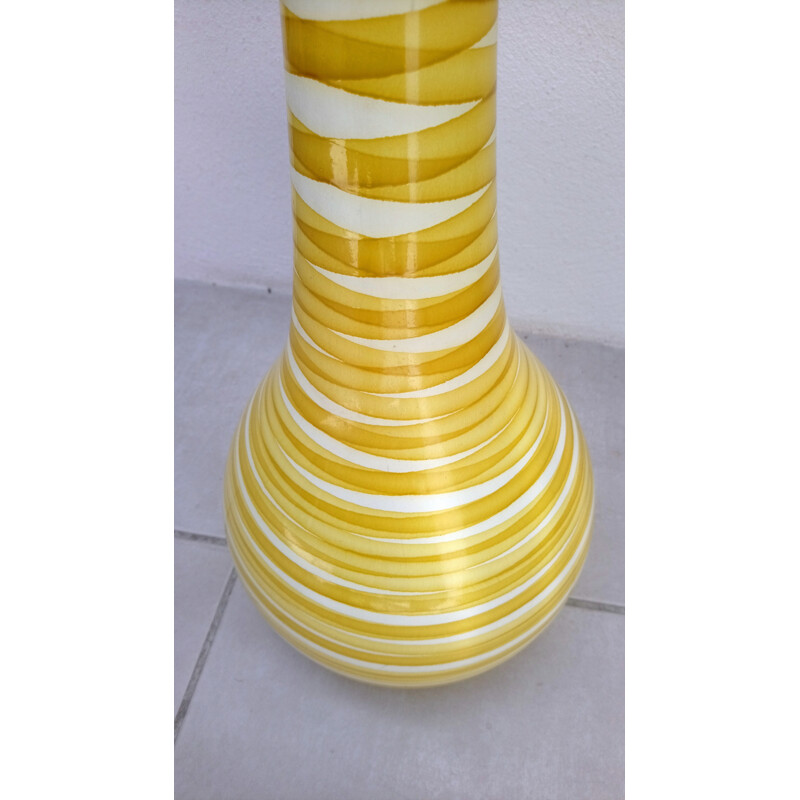 Large yellow vase in glass -1970s