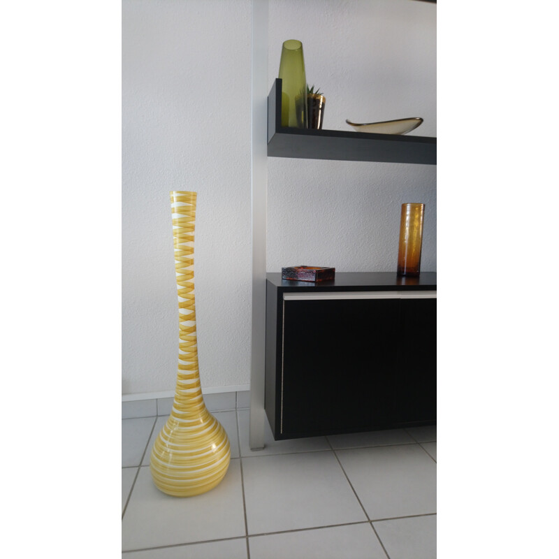 Large yellow vase in glass -1970s