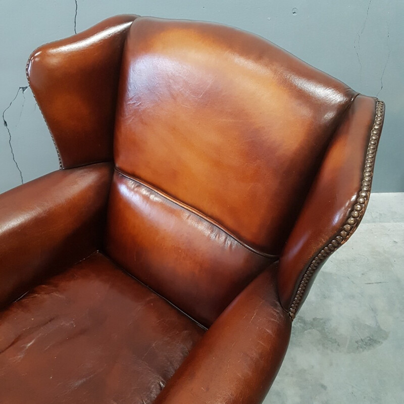 Vintage original sheep leather easy chair by Muylaert - 1970s