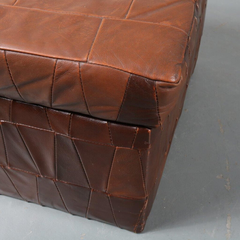 Boîte de rangement vintage en cuir patchwork par De Sede - 1970