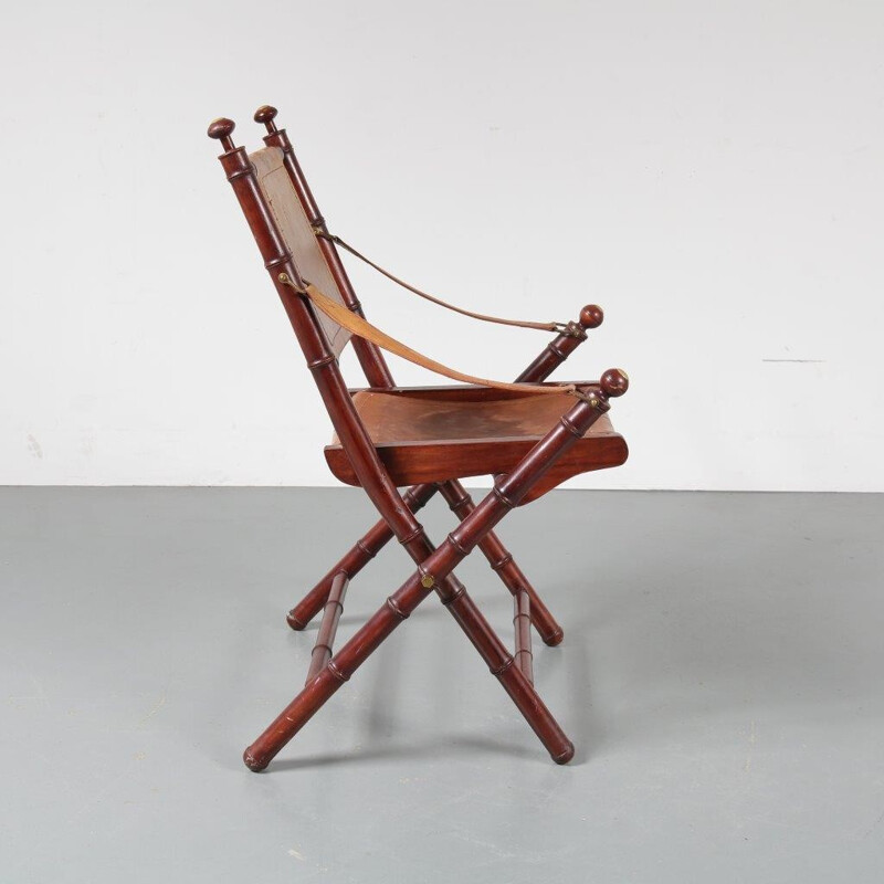 Vintage leather folding chair - 1970s 