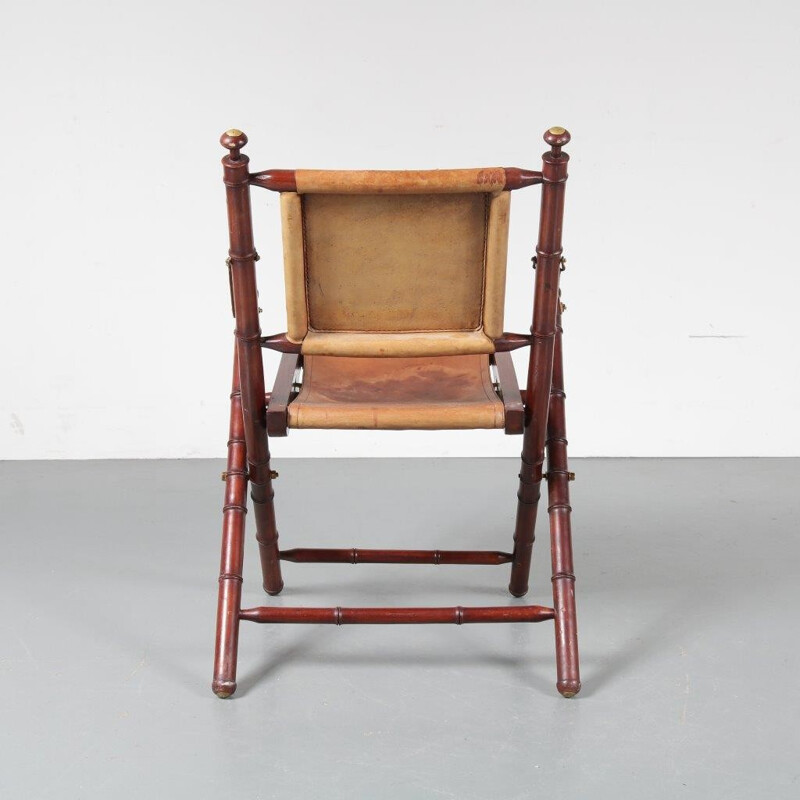 Vintage leather folding chair - 1970s 