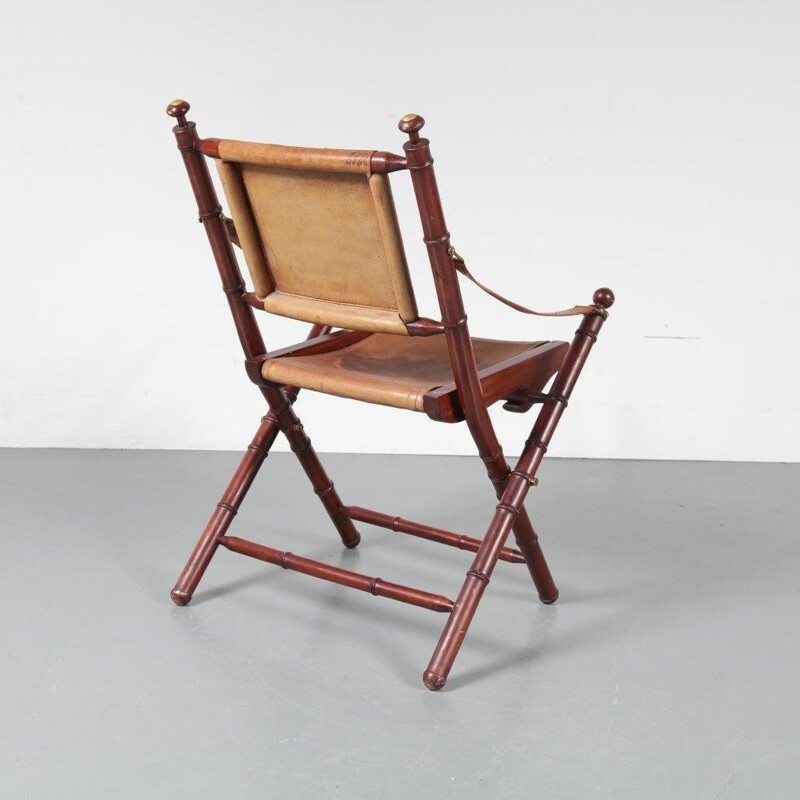 Vintage leather folding chair - 1970s 