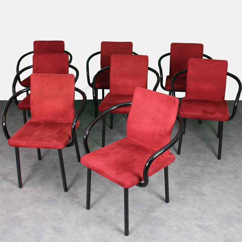 Set of 8 vintage Mandarin Chairs by Sottsass - 1980s