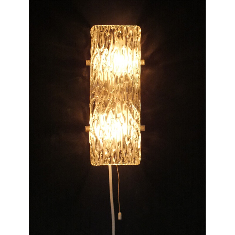 Vintage frosted glass wall light - 1960s