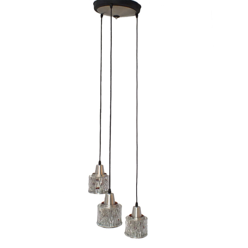 Vintage dutch pendant with three lamps - 1970s