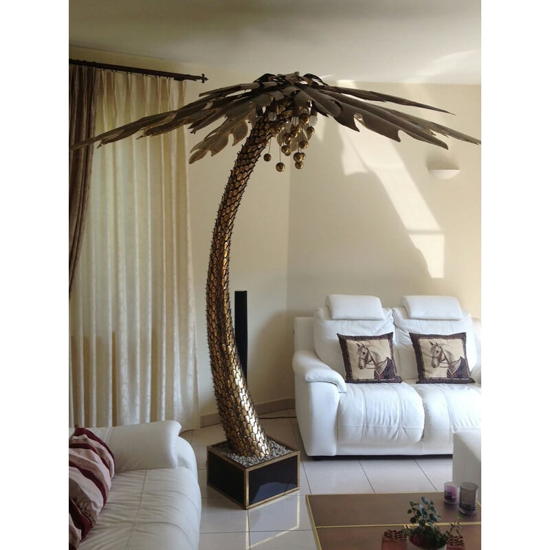 Large palm-shaped floor lamp in brass by Maison Jansen - 1970s