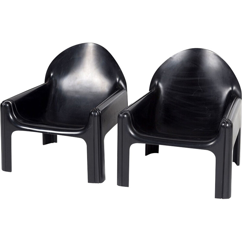 Set of 2 Vintage Black "Model 4794" Lounge Chairs by Gae Aulenti for Kartell - 1970s
