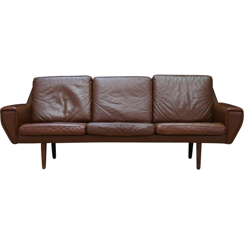 Vintage Danish 3-seater sofa in leather - 1960s