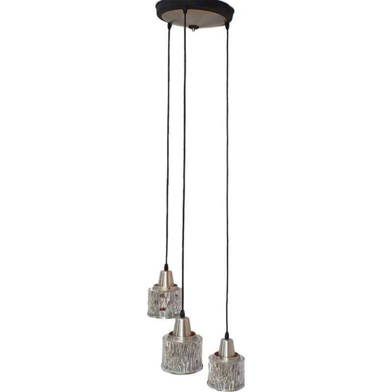 Vintage dutch pendant with three lamps - 1970s