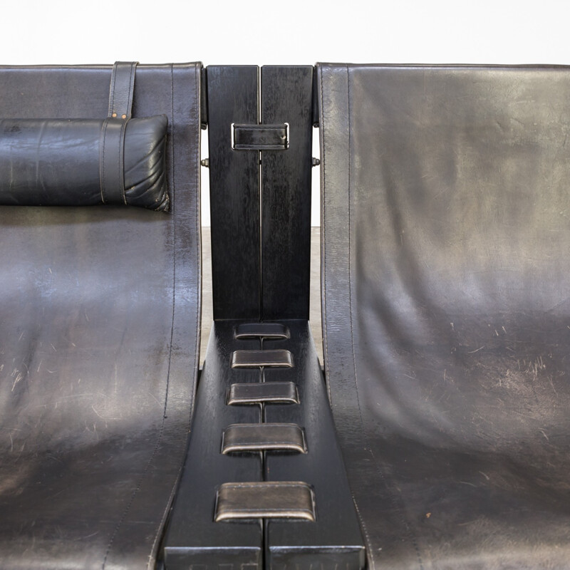 Vintage black double-seat sofa by Sonja Wasseur - 1980s