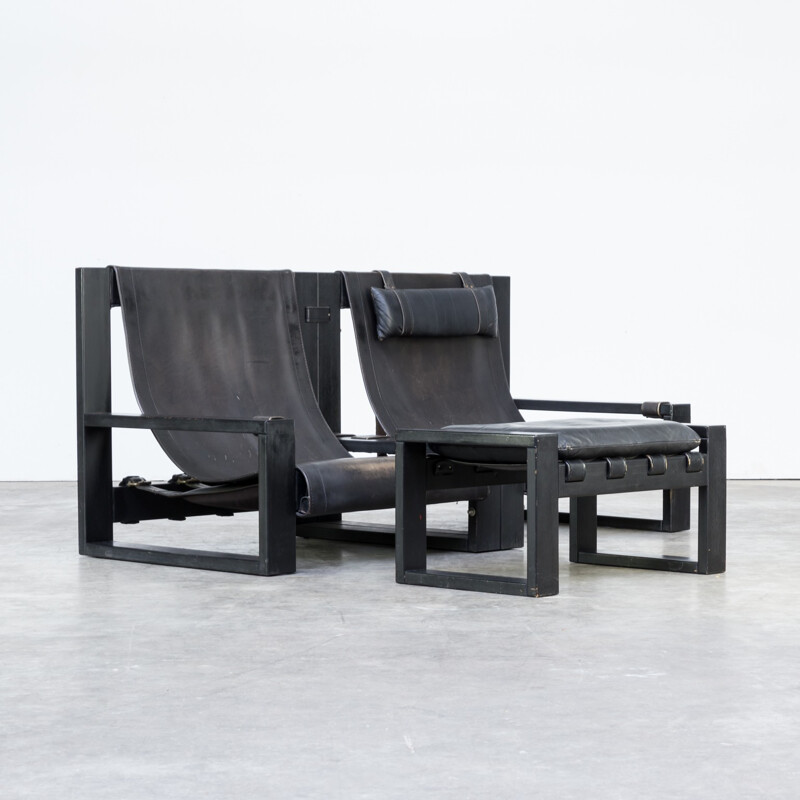 Canapé double siège vintage noir par Sonja Wasseur - 1980 