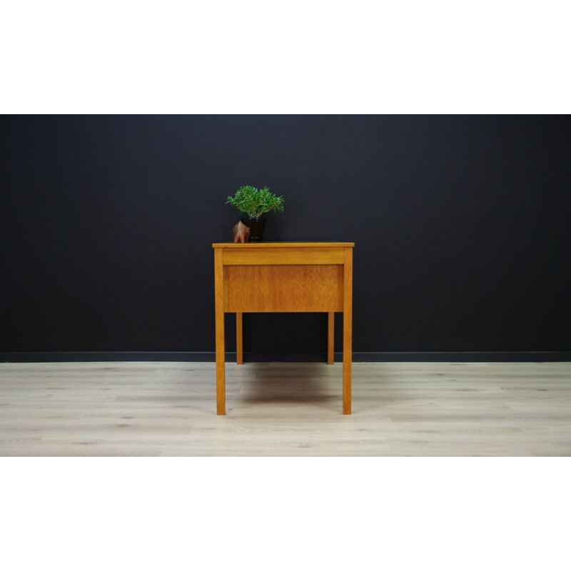 Vintage yellow writing desk in ash - 1960s