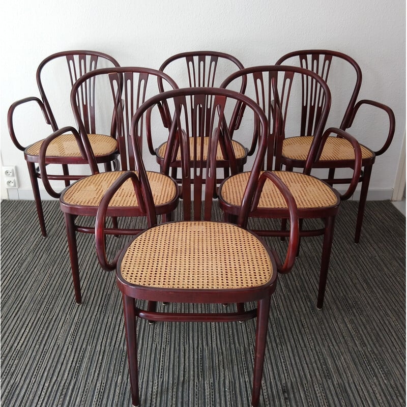 Set of 6 cane bistro chairs for Gasisa - 1970s