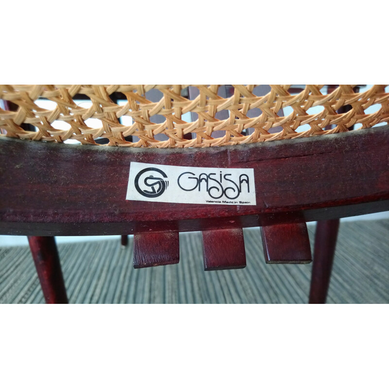 Suite de 6 chaises bistrot cannés pour Gasisa - 1970