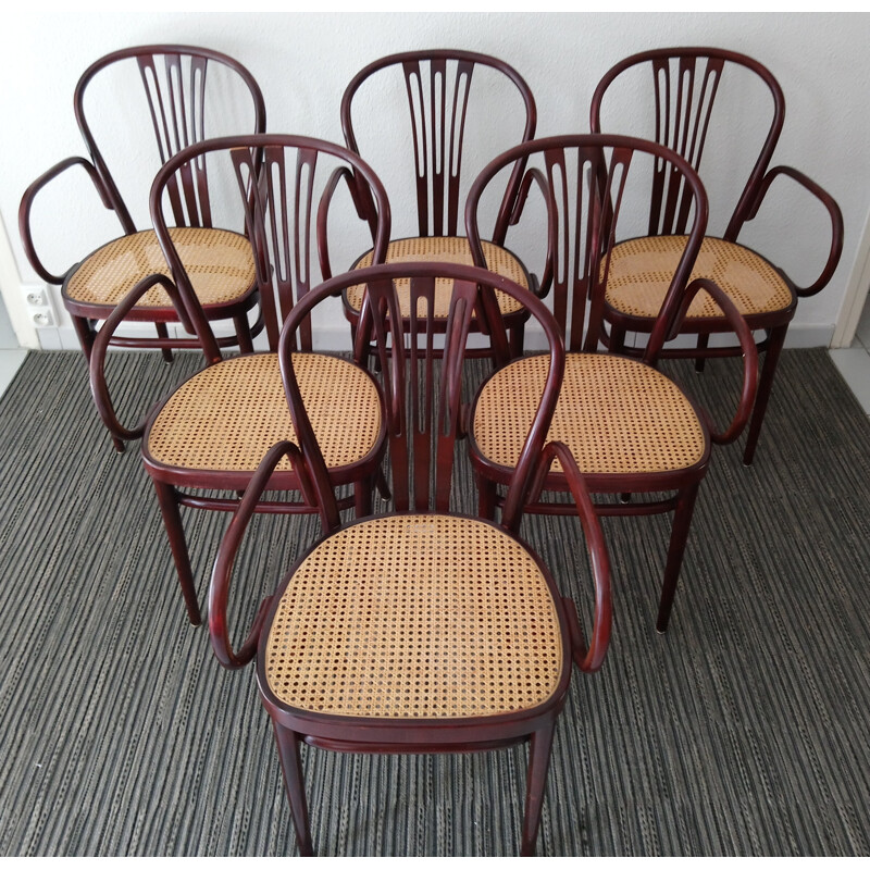 Set of 6 cane bistro chairs for Gasisa - 1970s