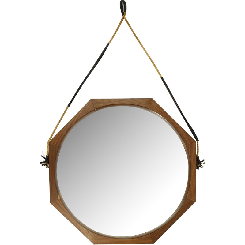 Italian vintage mirror with teak frame - 1960s