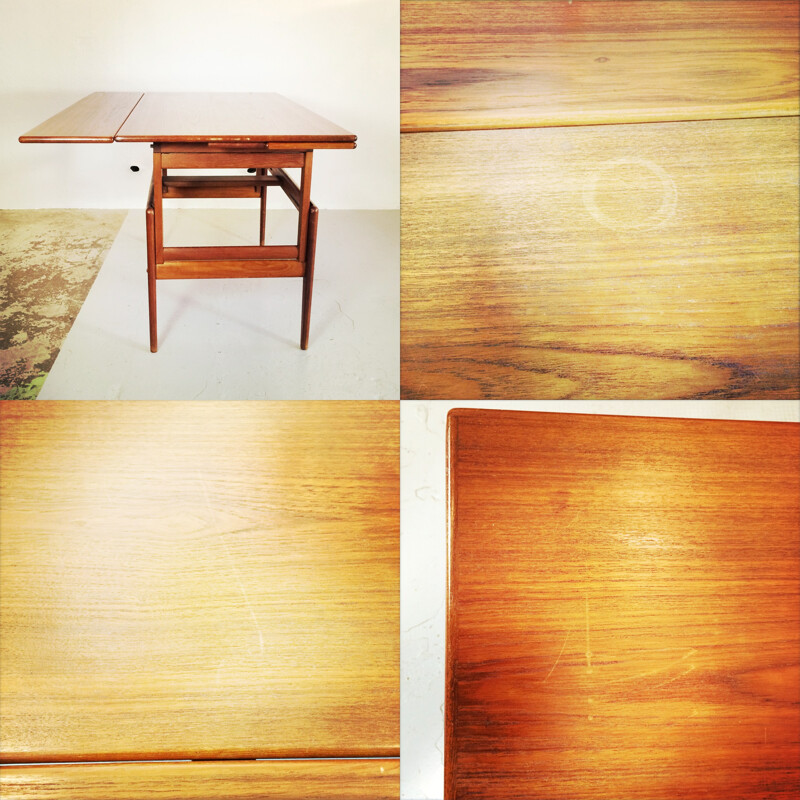 Retractable table in teak - 1960s