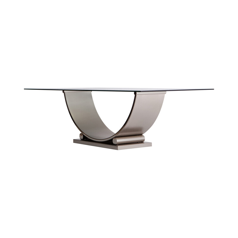 Vintage Belgo Chrom Table In Brushed Steel - 1970s