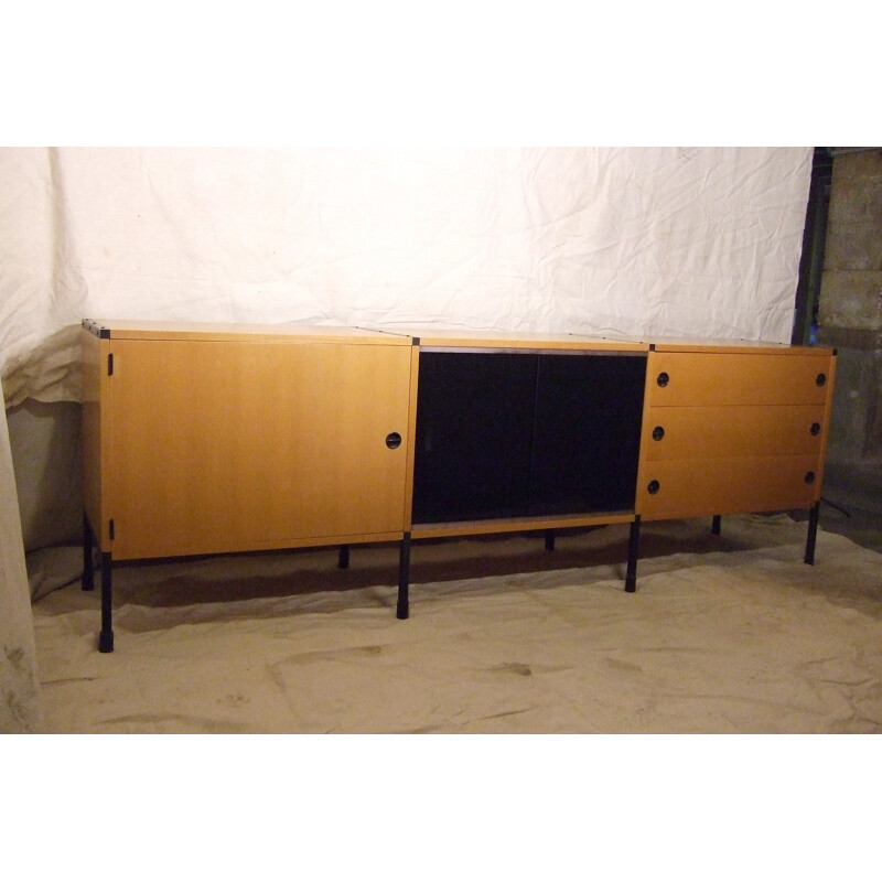 Sideboard in ashwood and metal, ARP (Guariche, Motte, Mortier) - 1950s 