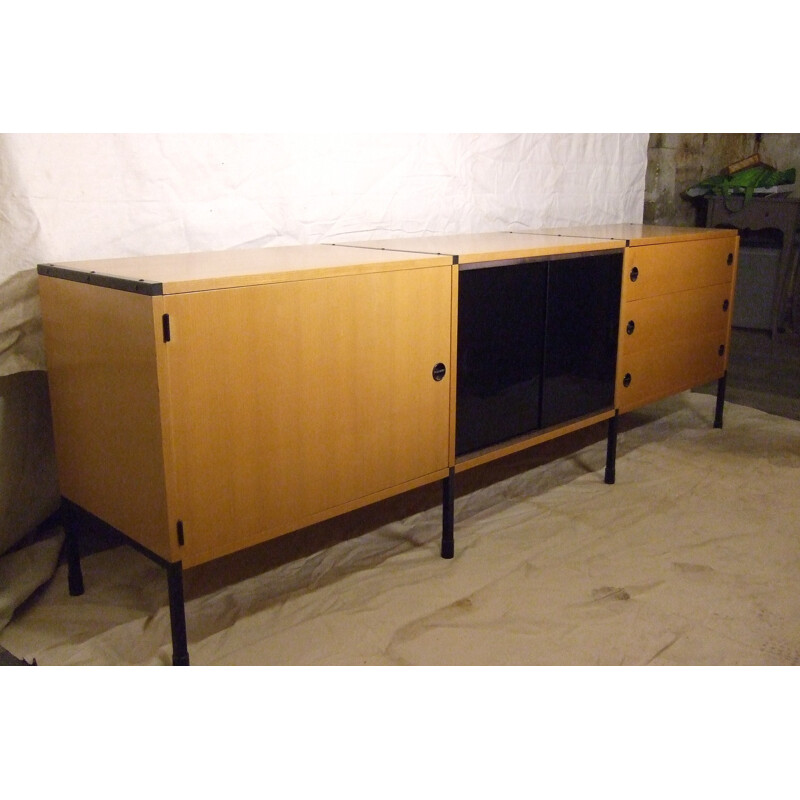 Sideboard in ashwood and metal, ARP (Guariche, Motte, Mortier) - 1950s 