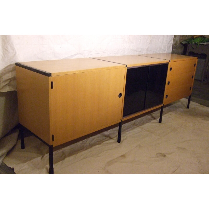 Sideboard in ashwood and metal, ARP (Guariche, Motte, Mortier) - 1950s 