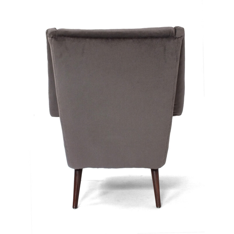 Pair of vintage grey velvet armchairs - 1960s
