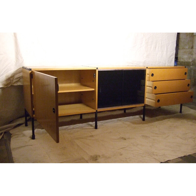 Sideboard in ashwood and metal, ARP (Guariche, Motte, Mortier) - 1950s 