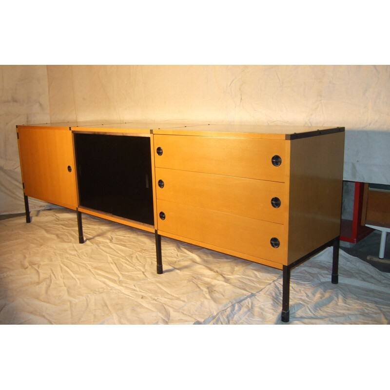 Sideboard in ashwood and metal, ARP (Guariche, Motte, Mortier) - 1950s 