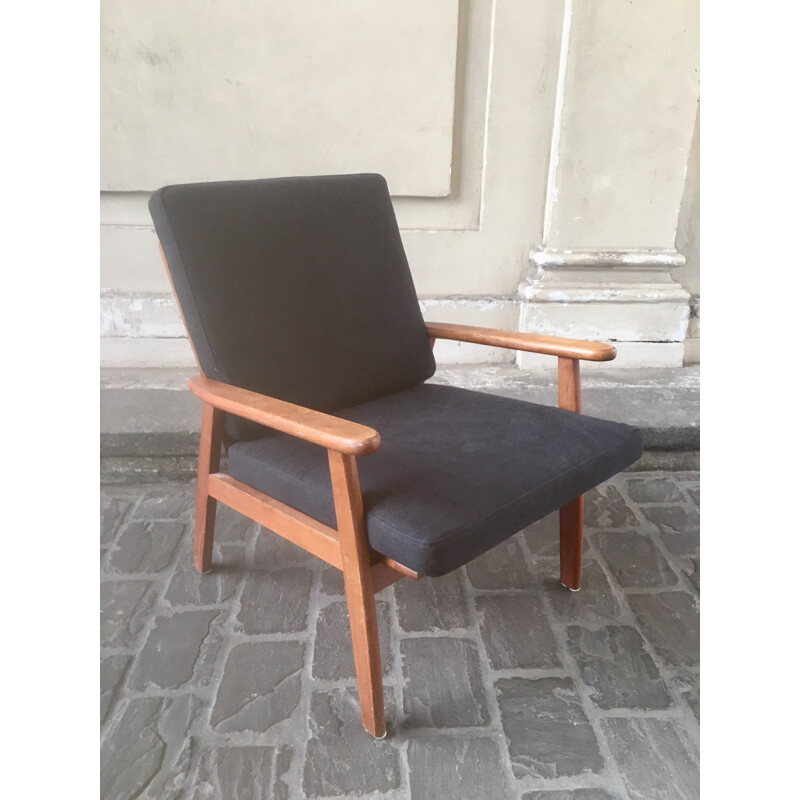 Vintage danish armchair in teak and fabric - 1960s