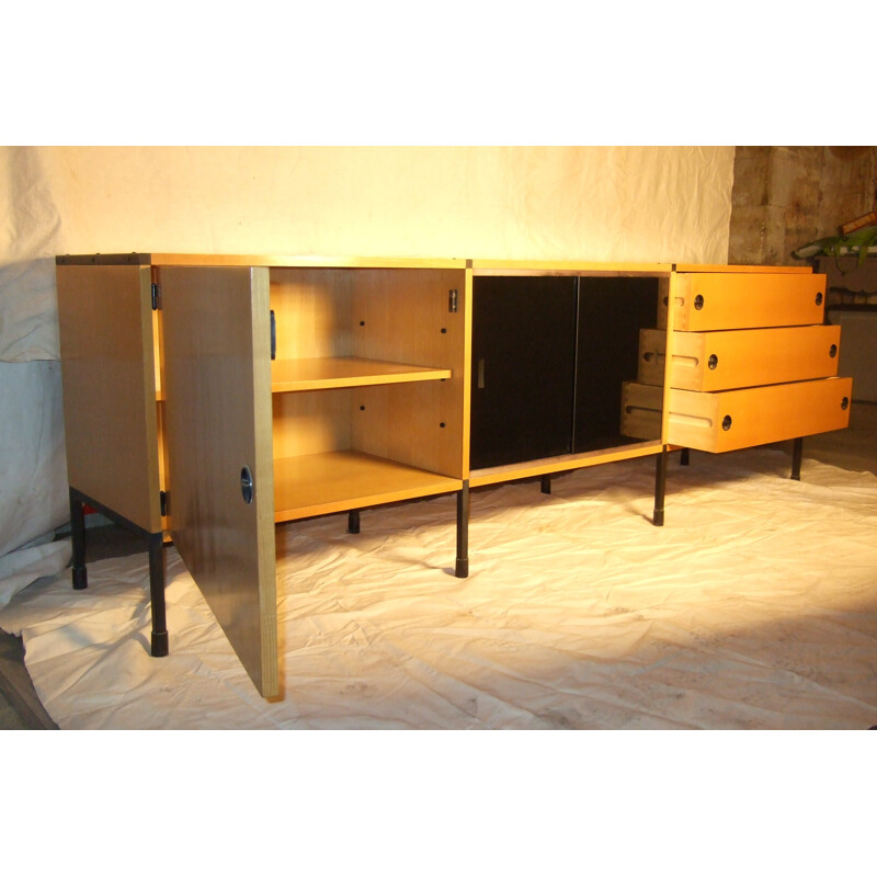 Sideboard in ashwood and metal, ARP (Guariche, Motte, Mortier) - 1950s 