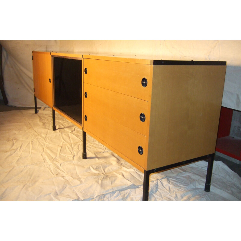 Sideboard in ashwood and metal, ARP (Guariche, Motte, Mortier) - 1950s 