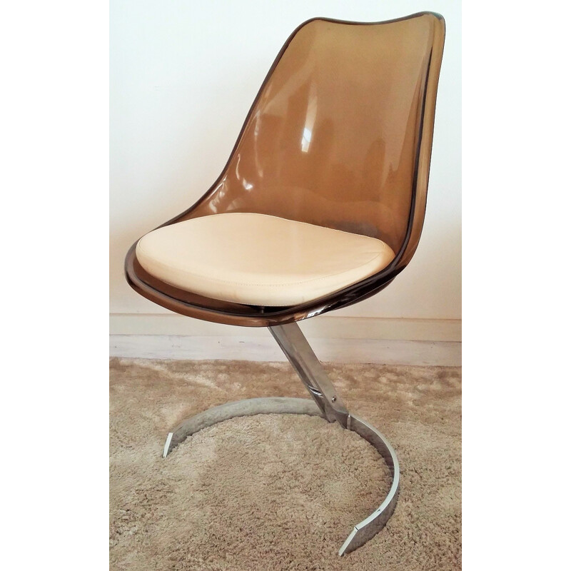 Chaise vintage en plexiglas marron - 1970