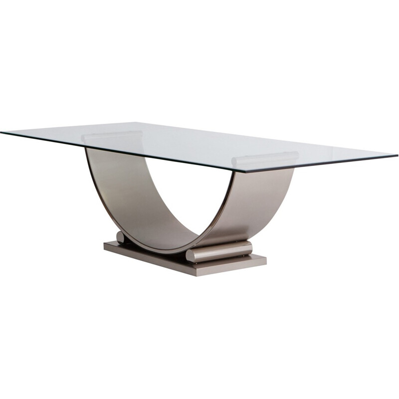 Vintage Belgo Chrom Table In Brushed Steel - 1970s