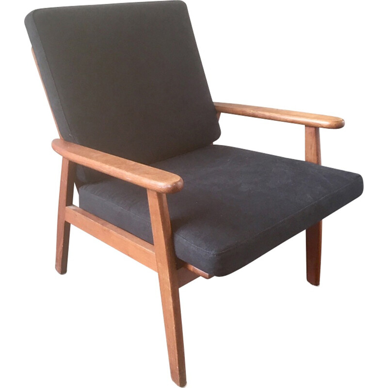 Vintage danish armchair in teak and fabric - 1960s