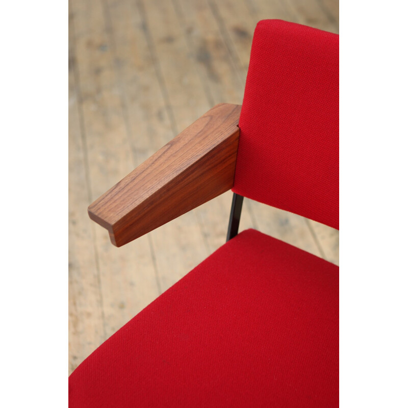 Vintage red dining chair in teak by A.R. Cordemeijer for Gispen - 1960s