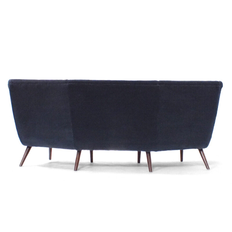 Vintage incurved 3-seater sofa in velvet - 1960s