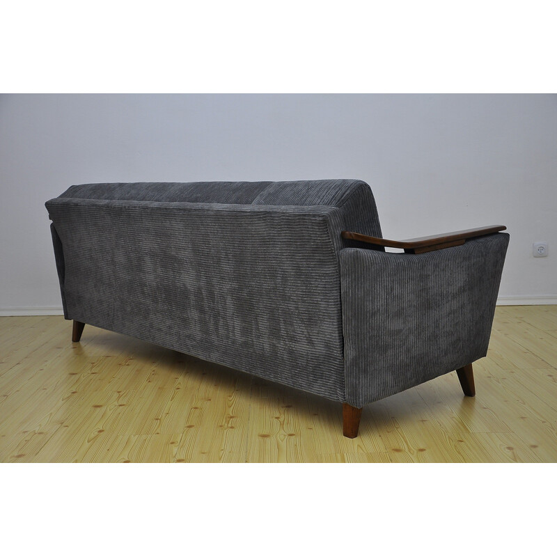 Vintage 3-Seater sofa bed in beechwood- 1960s