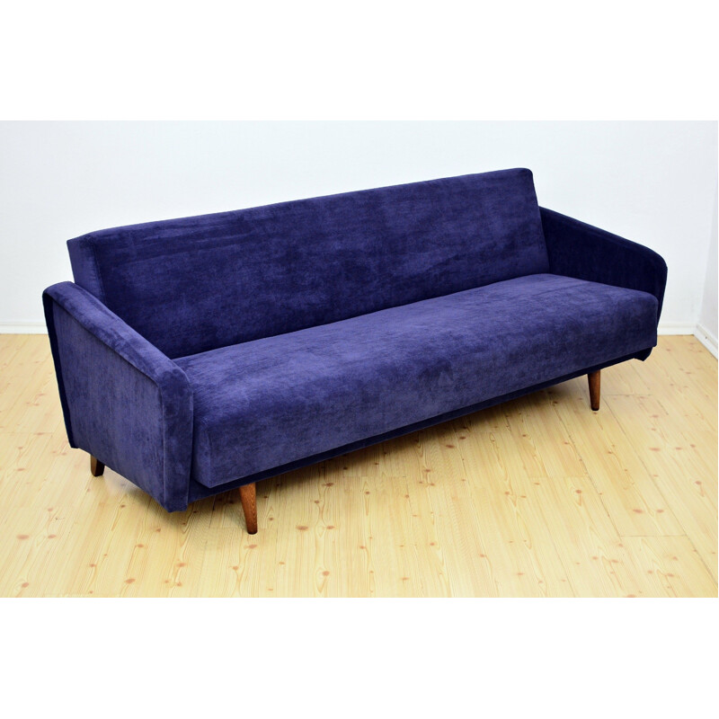 Vintage sofa bed in navy blue color - 1960s